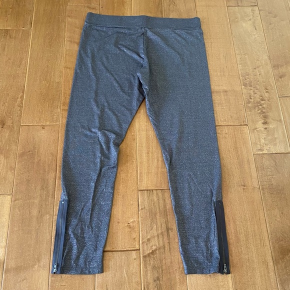 Free People Shimmer Zip Ankle Leggings / Tights in Silver / Grey Sparkle - Picture 2 of 9